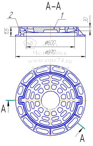 Схема дождеприемника большого круглого ДБ2-В125-1-60 (ДК2) на сайте ЧЭМЗ